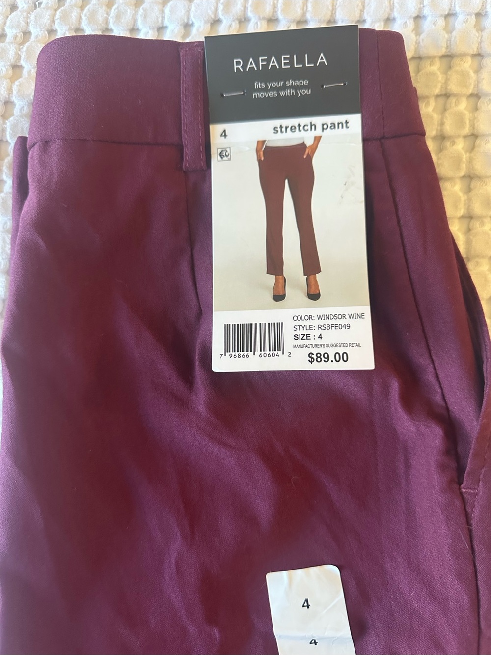 NWT Rafaella Windsor Stretch Work Pants - Trouser - Size 4 - Ankle Length - Wine